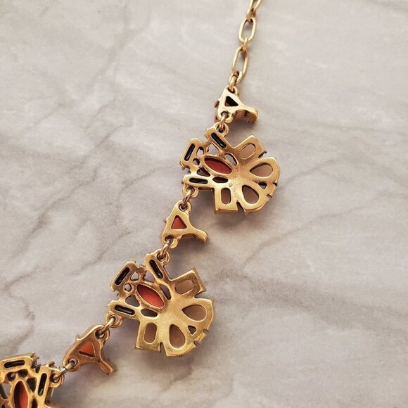 ✨ J.Crew Orange Touple Rhinestones Crystals Cluster Statement Necklace ✨ - Picture 11 of 15